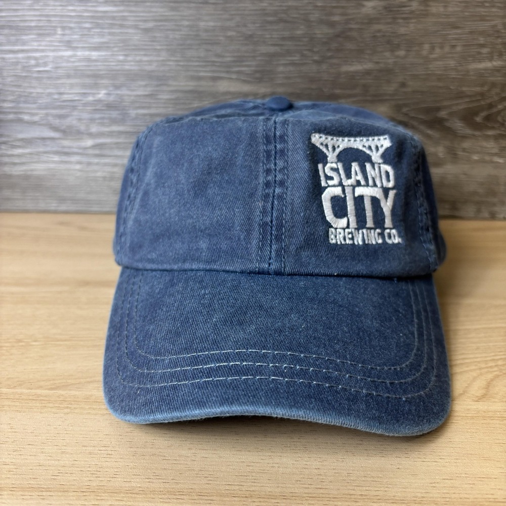 Island City Brewing Co Hat Cap Strap Back Blue Embroidered Dad Cotton Beer Mens